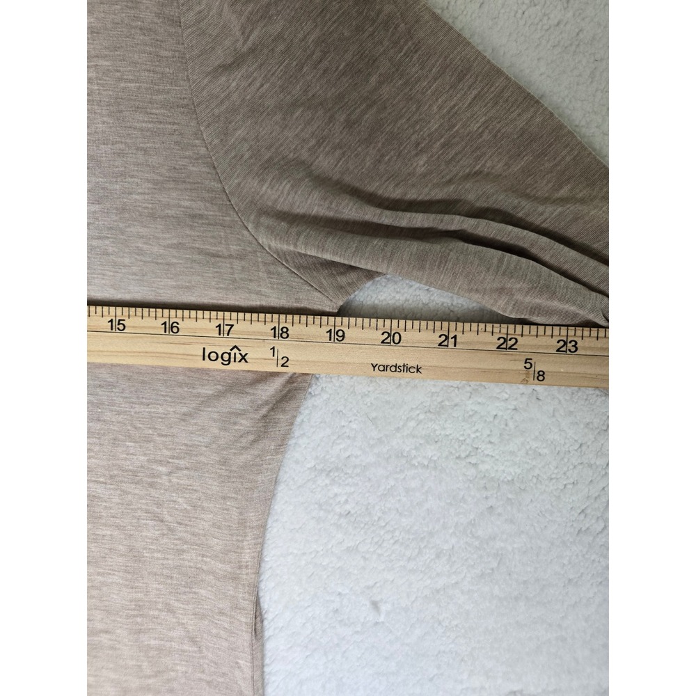 White House Black Market Tan Boat Neck Elbow Sleeve Rayon Top Large - Picture 3 of 9